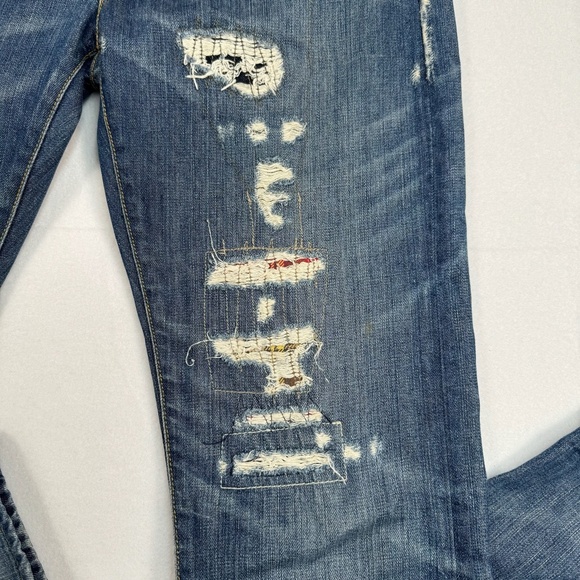 Rugby Ralph Lauren Jeans Size 27 Straight Leg Patch Work Distressed Vintage - Picture 15 of 16